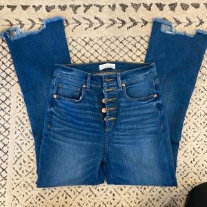 LOFT Flare Crop Button Fly Jeans